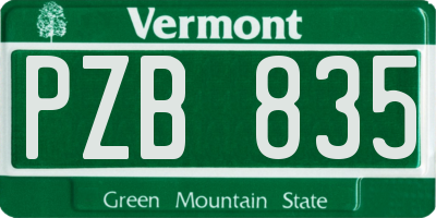 VT license plate PZB835