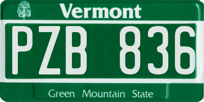 VT license plate PZB836