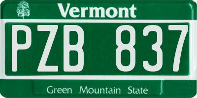 VT license plate PZB837