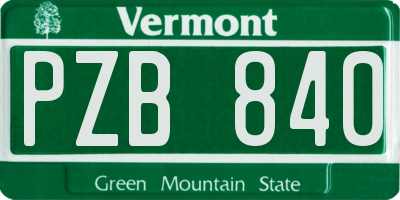 VT license plate PZB840
