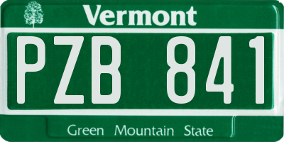 VT license plate PZB841