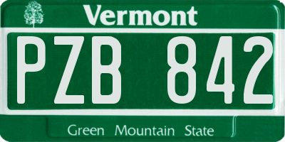VT license plate PZB842