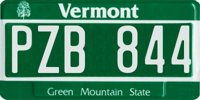 VT license plate PZB844
