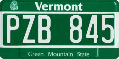 VT license plate PZB845