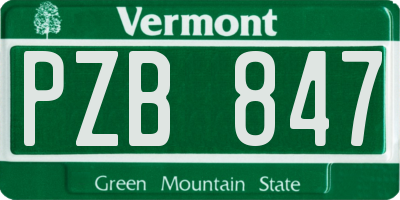 VT license plate PZB847