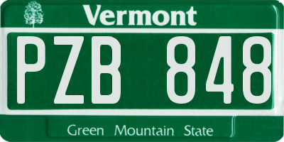 VT license plate PZB848