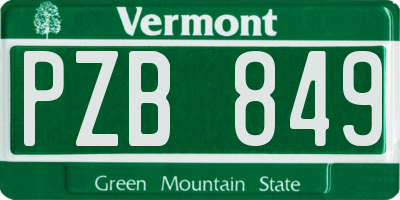 VT license plate PZB849