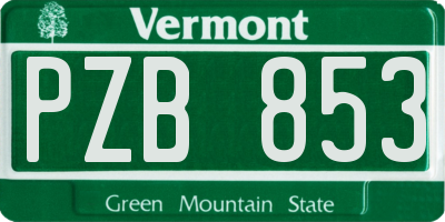 VT license plate PZB853