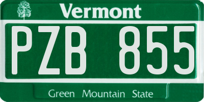 VT license plate PZB855