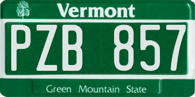 VT license plate PZB857
