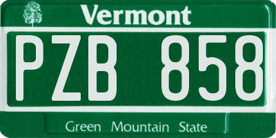 VT license plate PZB858