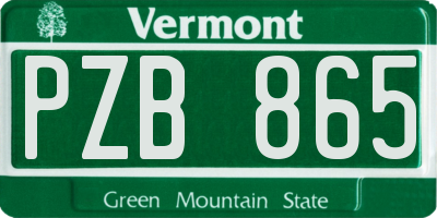 VT license plate PZB865