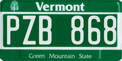 VT license plate PZB868
