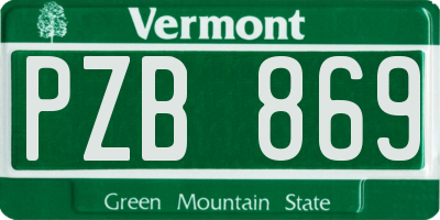VT license plate PZB869