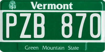 VT license plate PZB870