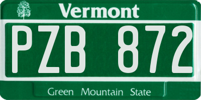 VT license plate PZB872
