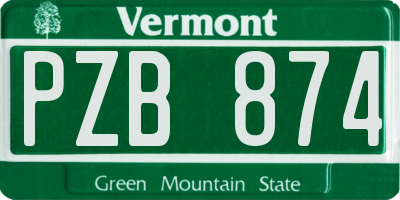 VT license plate PZB874
