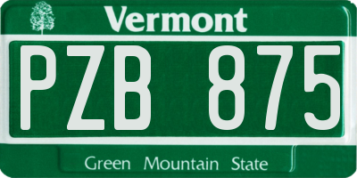 VT license plate PZB875