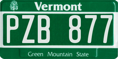 VT license plate PZB877
