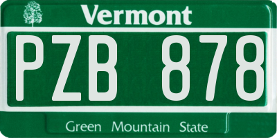 VT license plate PZB878