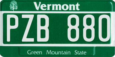 VT license plate PZB880