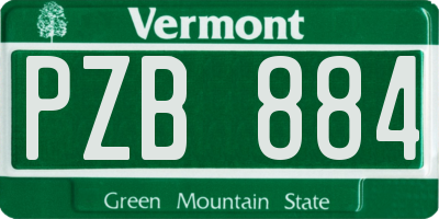 VT license plate PZB884