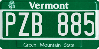 VT license plate PZB885