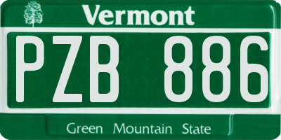 VT license plate PZB886