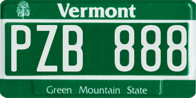 VT license plate PZB888