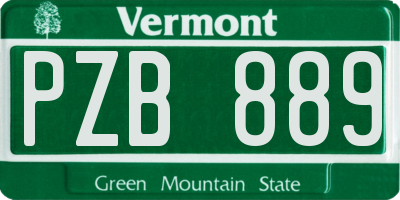 VT license plate PZB889