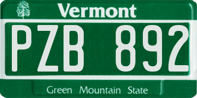 VT license plate PZB892