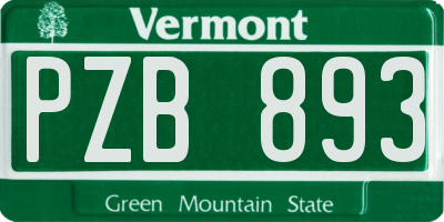 VT license plate PZB893