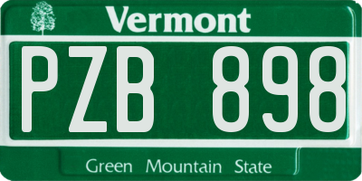 VT license plate PZB898