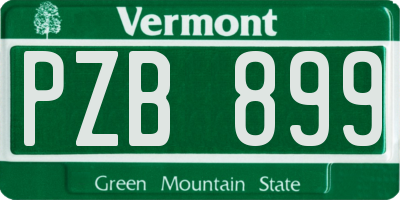 VT license plate PZB899
