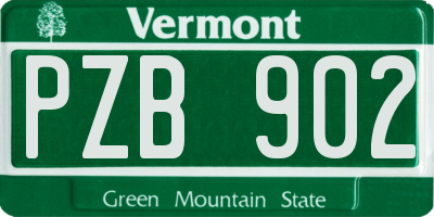 VT license plate PZB902