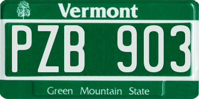 VT license plate PZB903
