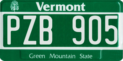 VT license plate PZB905