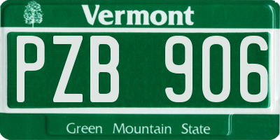 VT license plate PZB906
