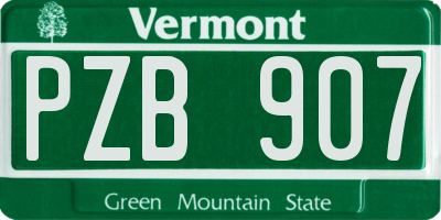 VT license plate PZB907