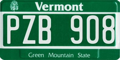 VT license plate PZB908