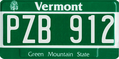 VT license plate PZB912