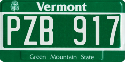 VT license plate PZB917