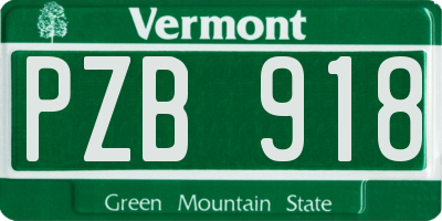 VT license plate PZB918