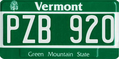 VT license plate PZB920