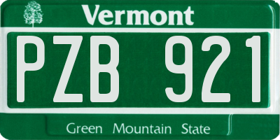 VT license plate PZB921