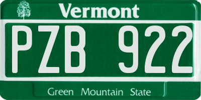 VT license plate PZB922