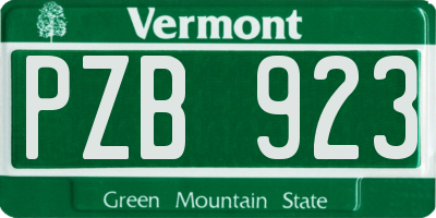 VT license plate PZB923