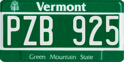 VT license plate PZB925