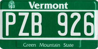VT license plate PZB926