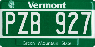 VT license plate PZB927